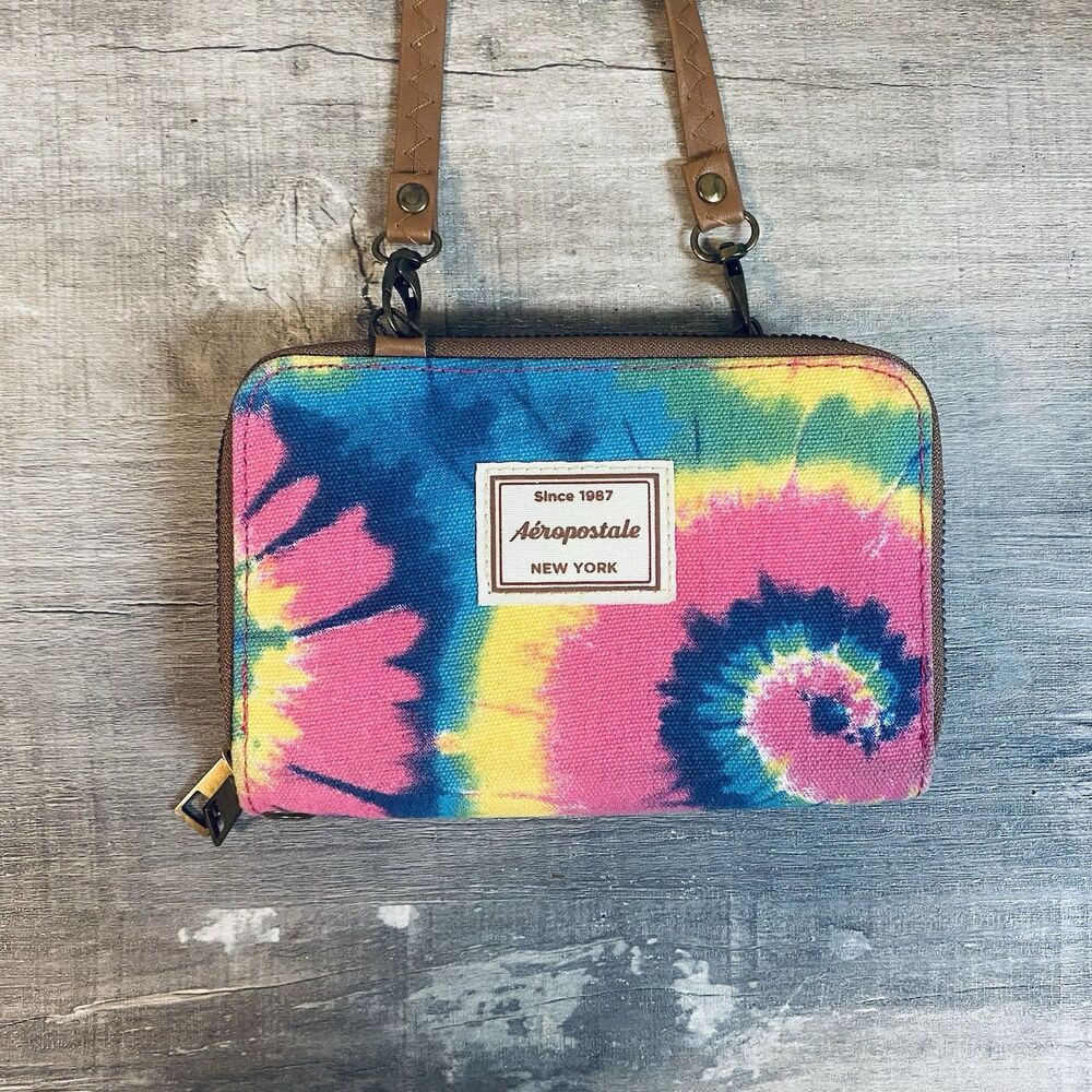 Rainbow Tie Due Aeropostale Cross Body Bag Wallet Wristlet 24” Strap